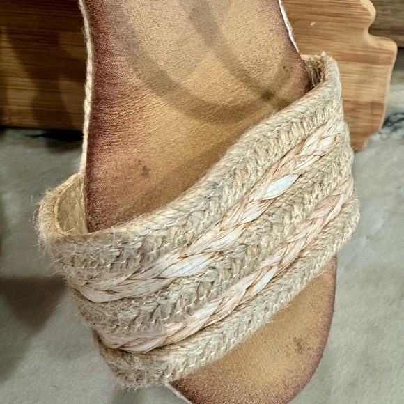 Beige Woven Wedge Sandals with Cork Heel EU 38 US 7.5 conversion - Picture 6 of 16